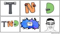 alphabet alphabet_lore closed_mouth comic eyes glasses hair happy letter looking_at_you smile soyjak subvariant:chudjak_front text total_nigger_death variant:chudjak // 1440x836 // 407.6KB