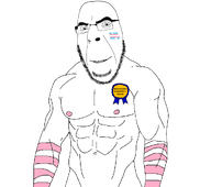 arm award bald belly_button buff eyebrows flag:transgender_pride_flag glasses muscles muscular_male nipple sissy smile stubble teeth text tranny variant:cobson // 1056x937 // 83.6KB
