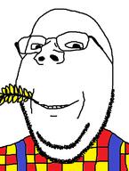 clothes farmer flannel glasses no_eyebrows smile soyjak stubble subvariant:wholesome_soyjak variant:gapejak western_wheat wheat // 601x797 // 40.4KB