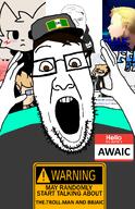 arm awaic awaicgem bbjaic bill_jensen boykisser boykissersilly_cat femboy flag:eas_scenario_legion glaases hand hello_my_name_is_(sticker) open_mouth the.troll.man trollman variant:feraljak variant:ppp warning youtube // 950x1474 // 388.2KB