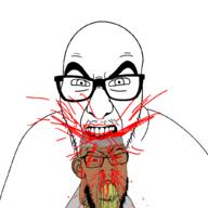 angry blood brown_skin cannibalism eating glasses gore islam looking_at_you open_mouth soyjak stubble variant:feraljak variant:slitherjak // 1024x1024 // 185.1KB