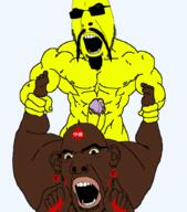 2soyjaks angry arm asian beard black_skin blood buff china ear earring facial_mark forehead_mark fu_manchu_(mustache) glasses hand holding_object leg lips meta:pornographic_content mustache nose_piercing nose_ring open_mouth painted_nails penis poop rape_(tobacco) sex soyjak spade stubble subvariant:slutson sunglasses tattoo variant:cobson yellow_sclera yellow_skin // 788x893 // 81.2KB