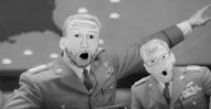 2soyjaks background black_and_white dr_strangelove kubrik military_uniform movie pointing variant:two_pointing_soyjaks // 1920x994 // 578.5KB