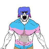 angry buff discord discord_logo_facial_mark grease inhuman looking_at_you no_glasses purple_hair purple_lipstick rage red_eyes rotten_teeth screaming stain stubble subvariant:the_beast tranny transgender_flag variant:bernd vein wide_eyes // 814x810 // 49.5KB