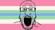 flag lgbt open_mouth pride pride_flag soyjak variant:markiplier_soyjak // 931x517 // 45.8KB