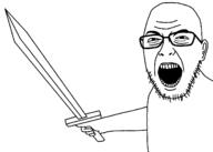 300_(movie) arm ear glasses hand holding_object holding_sword leonidas movie open_mouth soyjak stubble sword variant:unknown weapon // 1383x989 // 16.9KB