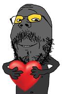 arm glasses grey_skin hand heart holding_heart holding_object mustache smile soot soot_colors soyjak soyjak_party stubble subvariant:wholesome_soyjak variant:gapejak // 676x1021 // 94.7KB