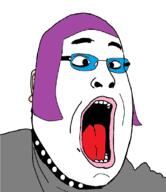 choker clothes ear glasses hair open_mouth purple_hair soyjak tongue tranny variant:fatjak // 972x1124 // 68.4KB