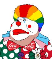 angry brown_skin clothes clown clown_nose clown_wig face_paint flag:mexico lips mexico meximutt rainbow_hair red_lips variant:meximutt // 888x1000 // 42.2KB