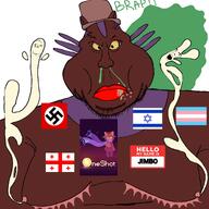 breast_milk eye_boogers fat flag:gay_pride_flag flag:georgia_(country) flag:israel flag:nazi_germany flag:transgender_pride_flag furfag hello_my_name_is_(sticker) jimbo_(namefag) man_tits meta:namefags namefags niko_(oneshot) oneshot shitskin subvariant:meximutt_front top_hat top_surgery trend:slopjak variant:meximutt // 4000x4000 // 3.1MB