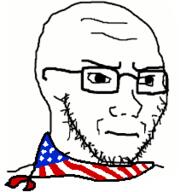 bandana closed_mouth concerned flag flag:united_states glasses soyjak stubble subvariant:soyak_(irritated) united_states variant:soyak // 225x225 // 20.7KB