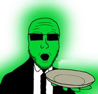 central_intelligence_agency glasses glownigger holding_object holding_plate open_mouth soyjak stubble trend:glowie variant:platejak // 1366x1318 // 259.0KB