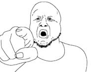 amerimutt clothes hand open_mouth pointing soyjak stubble variant:unknown // 753x568 // 25.4KB