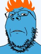 angry blue_skin dumb_ways_to_die fire frown glasses numpty soyjak stubble variant:gapejak // 540x720 // 58.5KB