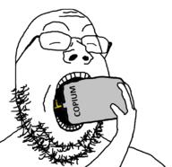 arm closed_eyes copium flask glasses hand holding_object open_mouth soyjak stubble variant:gapejak // 814x788 // 69.7KB