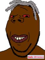 9a0c 9a0c_(pedophile) admin african_american big_lips black_skin coon gray_hair janny negro nigger red_eyes smile subvariant:wholesome_soyjak variant:gapejak yellow_teeth // 600x800 // 39.5KB