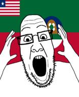 arm county flag flag:liberia flag:margibi_county glasses hair hand liberia liberian margibi_county open_mouth people's_populist_press soyjak star_(symbol) stubble teeth variant:ppp // 1000x1233 // 48.6KB