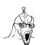 animated bloodshot_eyes brainlet crying glasses large_eyebrows open_mouth poyopoyo small_brain soyjak stubble urouro variant:soyak // 298x400 // 603.7KB