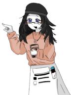 clothes female glasses hair holding_object open_mouth pointing soyjak variant:soytan // 1367x1822 // 923.2KB