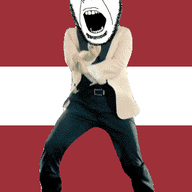 angry animated country dance flag flag:latvia full_body gangnam_style glasses irl latvia open_mouth soyjak stubble variant:cobson // 300x460 // 504.3KB