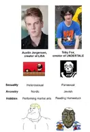 austin_jorgensen big_nose blond blue_eyes boylover_symbol brown_skin buff closed_mouth clothes demon detrans flag:israel flag:minor_attracted_person girllover_symbol glasses gold_tooth hat homestuck indie indie_game indieslop judaism jude kike kike_nose kippah lisa_(game) mewing ominous pedophile rotten_teeth satan satanist scary smile star_of_david star_of_remphan stubble subvariant:mexiaryan toby_fox transparent_background trend:aryan undertale variant:bernd variant:meximutt white_skin yamaka yellow_teeth // 640x928 // 87.1KB