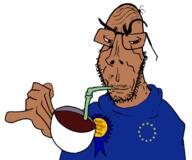 award bloodshot_eyes brown_skin closed_mouth clothes drinking european_union flag:european_union glasses holding_object most_obsessed_faggot_award mustache oekaki redraw smug soyjak stubble subvariant:euromutt variant:markiplier_soyjak // 1115x928 // 266.9KB