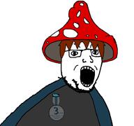 Soyjak_forum award brown_hair clothes frank full_body glasses hair hat mushroom shroom stubble variant:shroomjak // 741x693 // 84.3KB