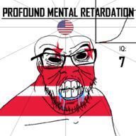 angry bald black_eyes black_hole black_sclera clenched_teeth closed_mouth cracked_teeth district_of_columbia drool ear flag flag:district_of_columbia flag:united_states glasses hair iq iq_bell_curve mustache nightmare_fuel no_pupils profound_mental_retardation retard soyjak star_(symbol) stubble text united_states variant:feraljak wrinkles // 1024x1024 // 57.0KB