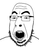 glasses open_mouth soyjak stubble variant:cobson // 677x799 // 106.2KB