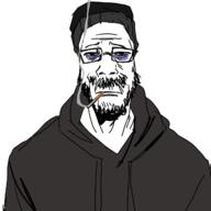 clothes doomer eyebags glasses hat hoodie sad soyjak stubble variant:markiplier_soyjak // 1280x1280 // 307.1KB