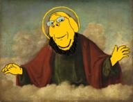 closed_mouth dog dog_ear ear glasses god janny smile soyjak stubble subvariant:wholesome_soyjak variant:gapejak yellow_skin // 828x636 // 1000.5KB