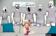 5soyjaks anime arm blacked crazed flandre_scarlet glasses hand irl_background mustache open_mouth soyed soyed.com soyjak stretched_mouth stubble subvariant:soyak_(crazed) touhou variant:cirrus variant:gapejak variant:hot_sauce variant:markiplier_soyjak variant:soyak video_game // 2000x1308 // 2.2MB
