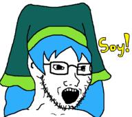 anime blue_hair clothes glasses hair haniyasushin_keiki hat open_mouth soy soyjak stubble text touhou variant:soyak video_game // 1067x944 // 47.8KB