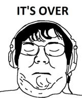 closed_eyes closed_mouth glasses hair headphones its_over soyjak text variant:pichaeljak // 404x481 // 13.5KB