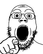 crazed front_facing glasses hand nails pointing pointing_at_viewer soyjak stubble subvariant:gapejak_front template variant:gapejak white_background // 500x622 // 13.5KB