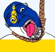 Buryatia ack dead flag flag:buryatia glasses hair hanging open_mouth rope russia skin soyjak stubble suicide teeth tongue transparent transparent_background variant:bernd white yellow_teeth // 768x719 // 49.3KB