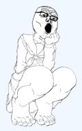 arm bald foot glasses hand open_mouth school_uniform skirt variant:tony_soprano_soyjak yuzugin // 1624x2605 // 159.9KB