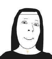artist:george_floyd catholicism christianity closed_mouth clothes cross cute female necklace nun smile soyjak subvariant:female_cobson variant:cobson // 962x1094 // 62.8KB