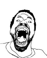 balding beard closed_mouth fat glasses hair nipple open_mouth retard soyjak talking variant:nigjak video // 351x434 // 14.2KB