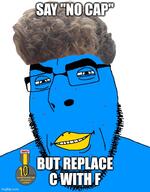 acne badge beak bird blue_skin closed_mouth funny hair imgflip.com meme no_cap no_fap okbuddyretard smile smug soyjak stubble twitter ugly variant:cobson zoomer zoomer_hair // 500x639 // 76.7KB