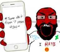 angry arm beard clothes deviantart glasses hair hand holding_object holding_phone i_hate iphone logo open_mouth phone red_skin solar_sands soyjak subvariant:phoneplier subvariant:phoneplier_vertical subvariant:science_lover text twitter variant:markiplier_soyjak // 1077x940 // 663.7KB