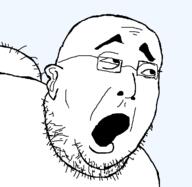 bent_over double_chin ear fat glasses open_mouth soyjak stubble template transparent_background variant:cadojak // 575x561 // 11.9KB