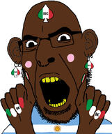 argentina bic black_skin blush clothes country countrywar ear earring facial_mark flag flag:argentina flag:italy forehead_mark glasses hand italy nose_piercing nose_ring open_mouth painted_nails soyjak spade stubble subvariant:slutson teeth text variant:cobson // 723x861 // 332.8KB