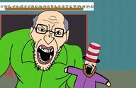 2soyjaks alphabet angry balding beard cartoon classroom clothes ear glasses grey_hair hair hat mr_garrison mr_hat puppet school south_park soyjak stubble variant:angry_soyjak variant:markiplier_soyjak white_skin // 2599x1676 // 735.8KB