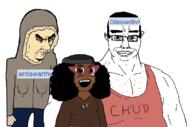 antiswarthy_(namefag) black_skin cuckoldry gigachud muscular_male odessanbvll_(namefag) subvariant:soyniqua variant:poopson variant:soytan // 1079x712 // 209.1KB