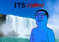 blue_skin calm eyes_closed glasses mouth_closed nature variant:chudjak water waterfall // 637x454 // 342.4KB