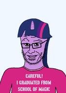 clothes glasses hair horn lips my_little_pony smug stubble text twilight_sparkle unicorn university variant:unijak // 1000x1414 // 56.0KB