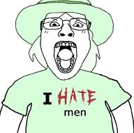 clothes crystal_cafe glasses hat i_hate open_mouth soyjak subvariant:bridget variant:bernd // 795x786 // 82.7KB