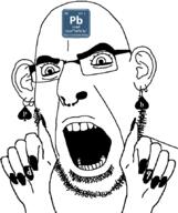 bbc ear element facial_mark forehead_mark glasses hand lead nose_piercing nose_ring open_mouth painted_nails queen_of_spades soyjak stubble subvariant:slutson tattoo variant:cobson // 721x861 // 76.4KB
