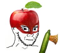 apple axe clothes concerned cucumber food foodjak frown fruit glasses hat pineapple soyjak stubble variant:soyak weapon // 806x708 // 578.1KB
